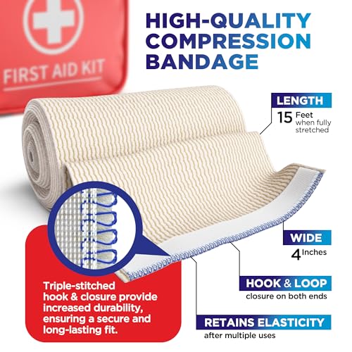 Premium Elastic Bandage Wrap – (2pk) – 4” Self-Closing Reusable Compression Bandage Wrap for Legs and Arms - Foot, Elbow, Knee Wrap