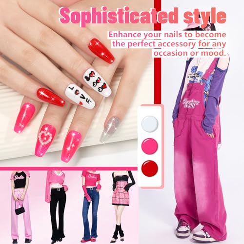 ABAC 24 Color Hema-Free Solid Gel Nail Polish,Ombre Gel Nail Polish,Pat Paint Nail Gel- Neon Pink,Yellow & Midnight Shimmer All-Year Clump-Free for Weddings,Date Nights,Office,w/Dual Brush