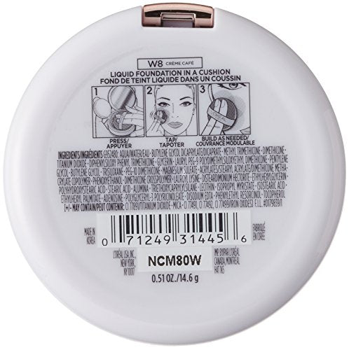 L'Oréal Paris True Match Lumi Cushion Foundation, W8 Creme Cafe, 0.51 oz.