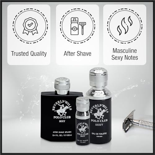 Beverly Hills Polo Club Men's 3 Piece Cologne Gift Set in Collectable Tin Eau De Toilettes After Shave BHPC (Sexy)