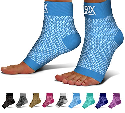 SB SOX Plantar Fasciitis Compression Socks for Women & Men - Best Arch Support for All Day Wear - Relief for Heel Pain and Night Splint Comfort (Blue, Small)