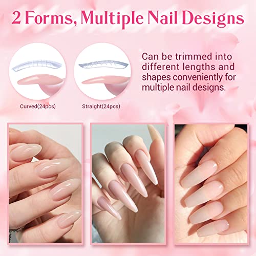 Modelones Poly Nail Gel Kit Builder Extension Gel Nude White French Colors with Nail Lamp Slip Solution Rhinestone Manicure Complete Kit DIY Art Design Beginner Gift