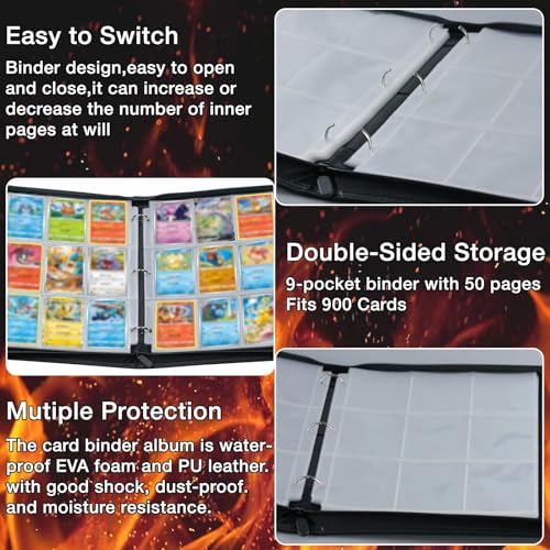 900 Pockets card binder Football Card Binder, Football Trading Cards, Display Case with Football Card Sleeves Card Holder Protectors Set for Football Cards (Football 3)