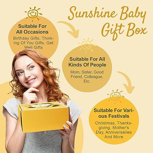 Get Well Soon Gift Baskets for Women, 9pcs Care Package for Women, After Surgery Recovery Gifts, Feel Better Set Thinking Of You - Sending You Hug Sunshine Box for Sick Friend