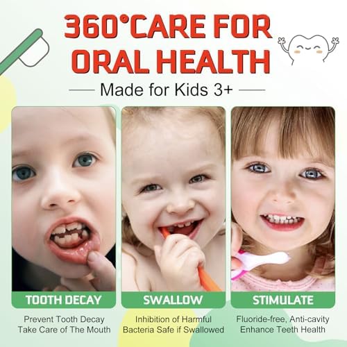 Foam Toothpaste Kids, Kids Foam Toothpaste, Toddler Toothpaste with Low Fluoride for U Shaped Toothbrush, Children Oral Cleaning for Ages 3 Plus (3PCS, Watermelon+Strawberry+Blueberry)