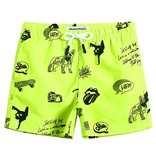 maamgic Boys Swim Trunks Toddler Swim Shorts Little Boys Bathing Suit Swimsuit Toddler Boy Swimwear,Fluorescent Green,2 T