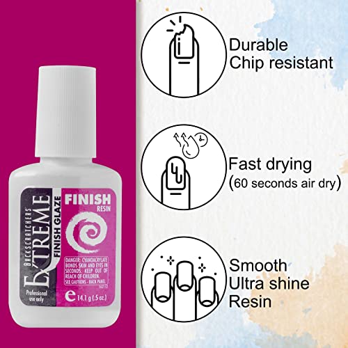 BACKSCRATCHERS Extreme Glaze - Coat Nails Resin For Acrylic Dipping Powder - Quick Dry Artificial Nail Tips Adhesive (Finish Glaze)