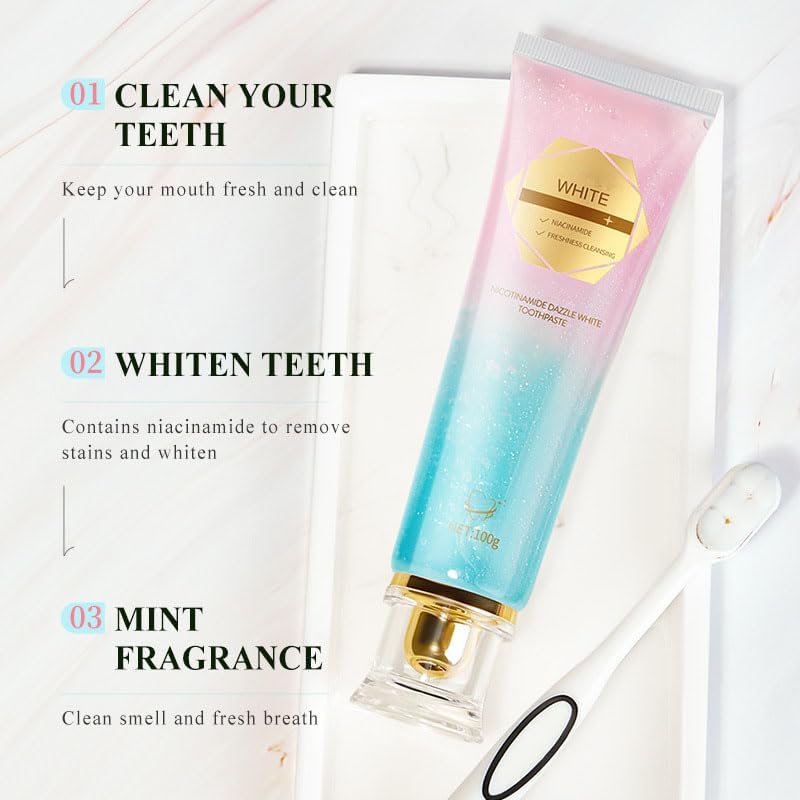 Peachloft Niacinamide Whitening Toothpaste, Probiotic Intensive White Toothpaste, Unismart & Tribright Toothpastes Triple Whitening Gel, Care Protect Tooth Strengthening, Mint, Fresh Breath