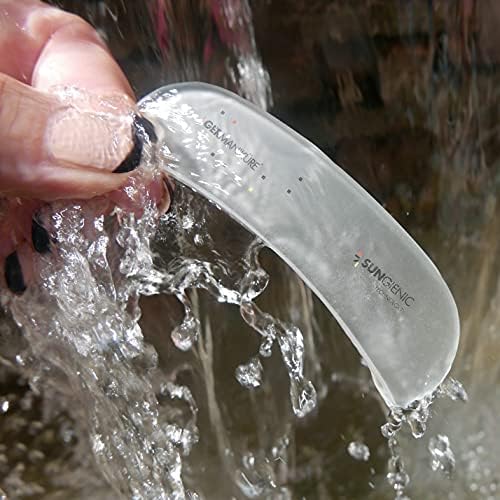 GERMANIKURE Gray Glass Moonfile in Suede Case, Ethically Made in Czech Republic, Easy Guided Nail File