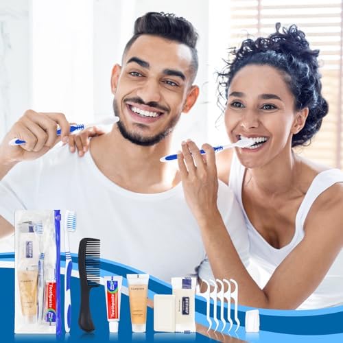 Pack of 25 Hygiene Kit, Hygiene Kit Bulk, Individually Packed, Travel Hygiene Kit with Toothbrush, Toothpaste, Comb, Shampoo, Soap and Floss Picks, Home, Suitable for Hotel, Camping, Travel
