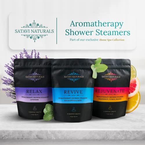 Aromatherapy Shower Steamers (12-Pack) Rejuvenate - Grapefruit, Citrus, Orange Scented Vapor Tabs for Self-Care, Aromatic Shower Bath Bombs, Natural Essential Oils for Women & Men