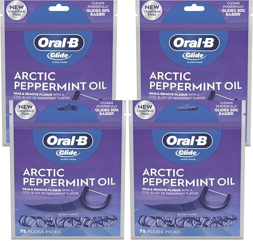 Oral-B Glide 3d White Floss Picks Radiant Mint, 75 Count (pack of 4)