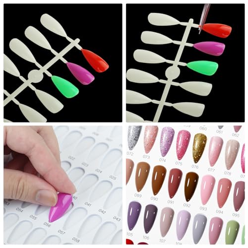 320 Nail Color Book,Nail Color Display Book with 480 Nail Tips & 1-400 Number Labels,Professional Nail Color Swatches Book for UV Gel Polish Nails Art Design(Green)