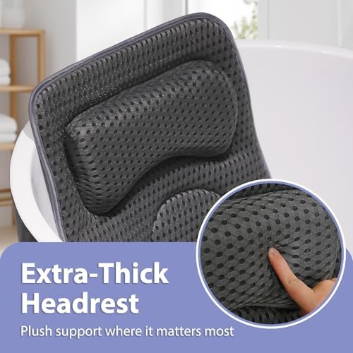 Full Body Bath Pillow for Tub - Luxury Bathtub Pillow for Full Back, Head and Neck Support, Quick Dry Bath Cushion, 168 Suction Cups, Bathtub Accessories for Gift