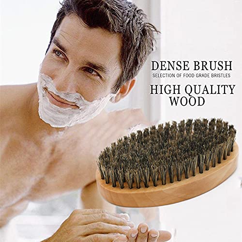 1 Piece Beard Brush - Boar Bristle Brush with Solid Wood Handle for Firm Bristles to Tame and Soften Facial Hair (Brown)