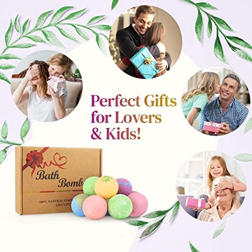 Bath Bombs Gift Set 12 PCS 2.8oz Organic Natural Essential Oils, Relax and Moisturize Skin, Luxury Spa Bomb Gifts for Girl, Mom, Kids, Wife, Birthday, Valentine's Day, Anniversary