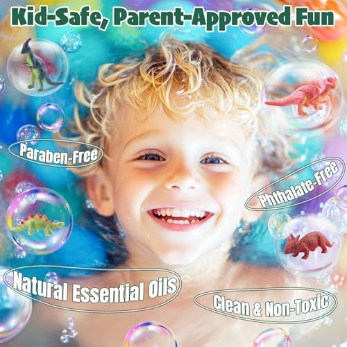 Dinosaur Bath Bombs for Kids with Surprise Inside, 10 Pack Natural Dino Eggs with Exclusive Herbivorous Dinosaur Toys, Birthday Gift Set for Boys & Girls, Dinosaur Toys for Kids Ages 3-9