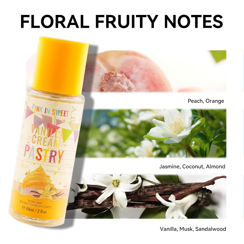 4pcs Body Spray for Women - Women'S Body And Hair Spray 60ml/2.1Fl.Oz Each Piece - Sweet Fragrance Spray Gift Sets, Long-Lasting Fresh Scent