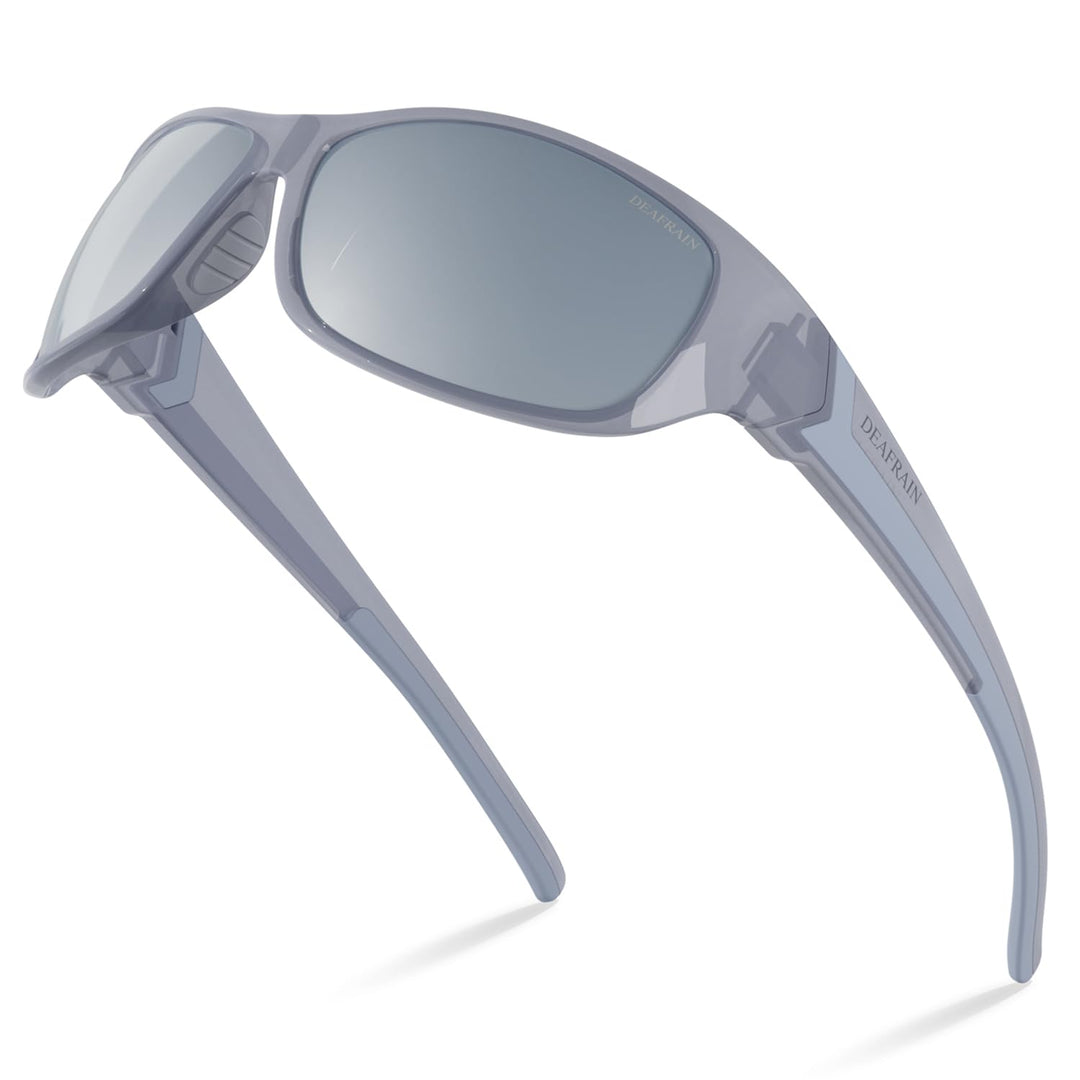 DEAFRAIN Polarized Sports Sunglasses for Men Women Fishing Driving Cycling Running Baseball Golf White Blue Glasses UV Protection