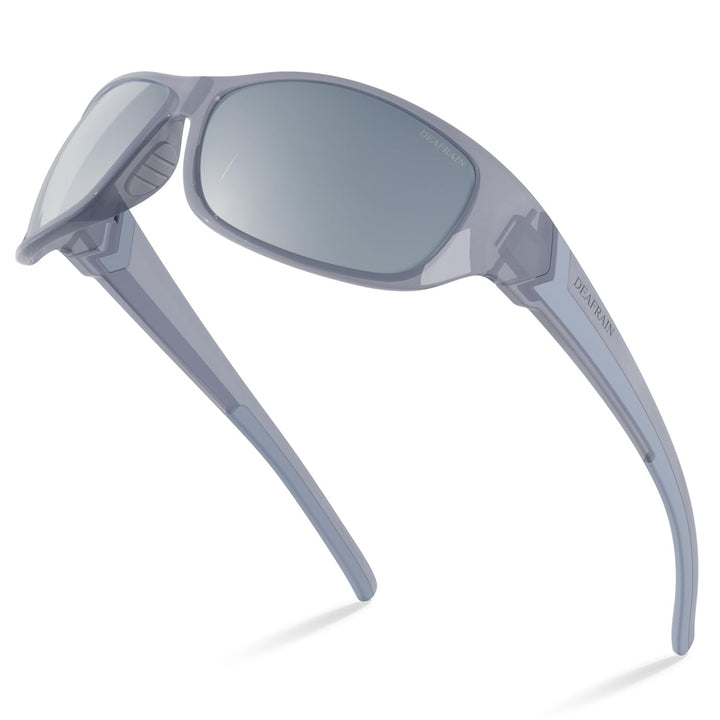 DEAFRAIN Polarized Sports Sunglasses for Men Women Fishing Driving Cycling Running Baseball Golf White Blue Glasses UV Protection