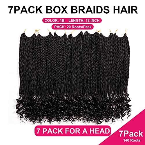 7 Packs 18 Inch Bohemian Goddess Box Braids Crochet Hair for Black Women (18 Inch, 1B#)
