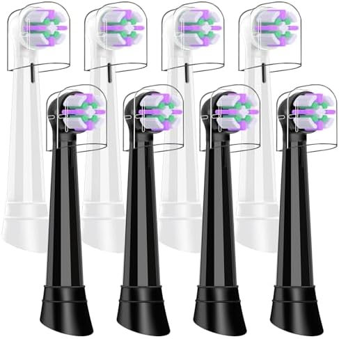 8 Pack IO Replacement Heads Compatible with Oral B IO, for Oral B IO 2/3/4/5/6/7/8/9/10 Series Electric Toothbrushes, Medium Softness for Protect Teeth and Gums, Black/White