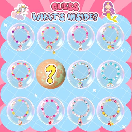 Unicorn Bath Bombs for Kids Girls with Bracelet Inside, sanyi Bubble Bath Toys Birthday Gifts for 4 5 6 7 8 Year Old Girl Daughter Granddaughter Niece