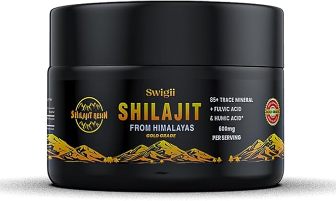 Gold Grade Shilajit Resin with Fulvic Acid 85+ Trace Minerals & Humic Acid,Original Himalayan Sun Dried Organic Premium Shilajit Resin,Boost Metabolism & Immune System Support 30g