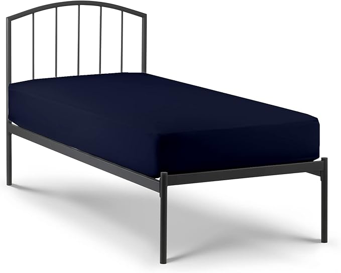 NON Sticky cotton 4 PC Cot Sheet Set - 33x75, 100% Egyptian Cotton, Fitted Sheet - Deep Pocket (8 Inch), Flat Sheet, 2 Pillowcases - Navy Blue Solid