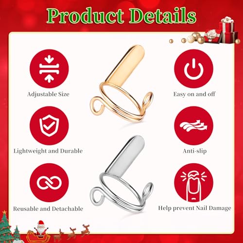 20Pcs Wudu Nail Rings, Reusable Nail Rings with 120Pcs Adhesive Nail Tabs, Size Adjustable Detachable Nail Rings for Halal Nail, Muslim Wearing Manicure Nails(Gold, Silver)