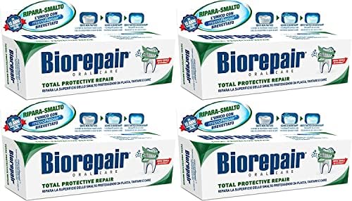 Biorepair: "Total Protective Repair" Toothpaste with microRepair, New Formula - 2.5 Fluid Ounce (75ml) Tubes (Pack of 4) [ Italian Import ]