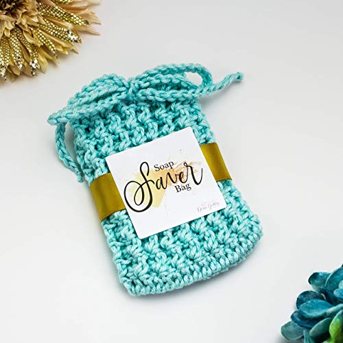 3 PackMint Blue Teal Soap Pouch For Bar Soap - Will Fit a Full sized Bar - Reusable and Machine Washable Cotton – Soap Bag with Roap