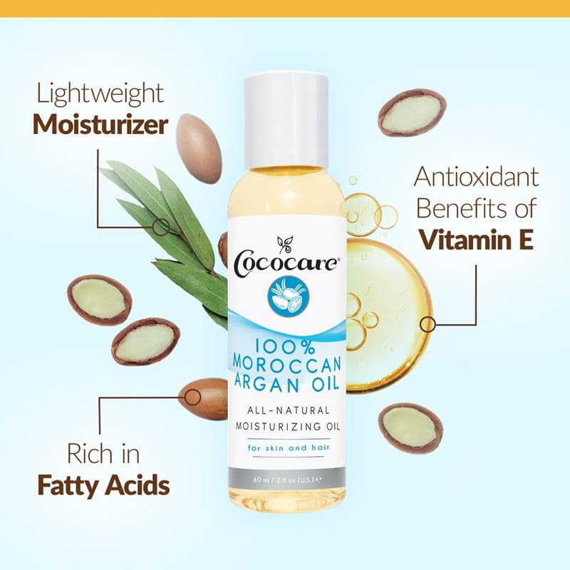 Cococare 100% Natural Moroccan Argan Oil - Complete Skin Moisturizer - 2 Oz