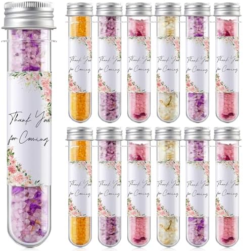 12 Pcs Aromatherapy Bath Salts Test Tube Bath Salts for Women Relaxing Spa Gifts Set for Wedding Birthday Baptism Party Favors(Mixed Scents,Floral)