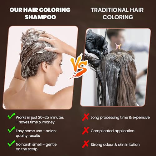 Instant Black Hair Dye Shampoo for Women Man Hair Color Shampoo for Gray Hair - 100% Gray Coverage - Natural Plant Hair Dye 3 in 1, 16.9Fl OZ