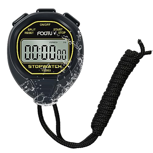 FCXJTU Simple Digital Sports Stopwatch Timer, No Bells, No Clock, No Alarm, Simple Basic Operation, Silent, ON/Off, Pure Stopwatch for Swimming Running Training Kids Coaches Referees Teachers (Black)
