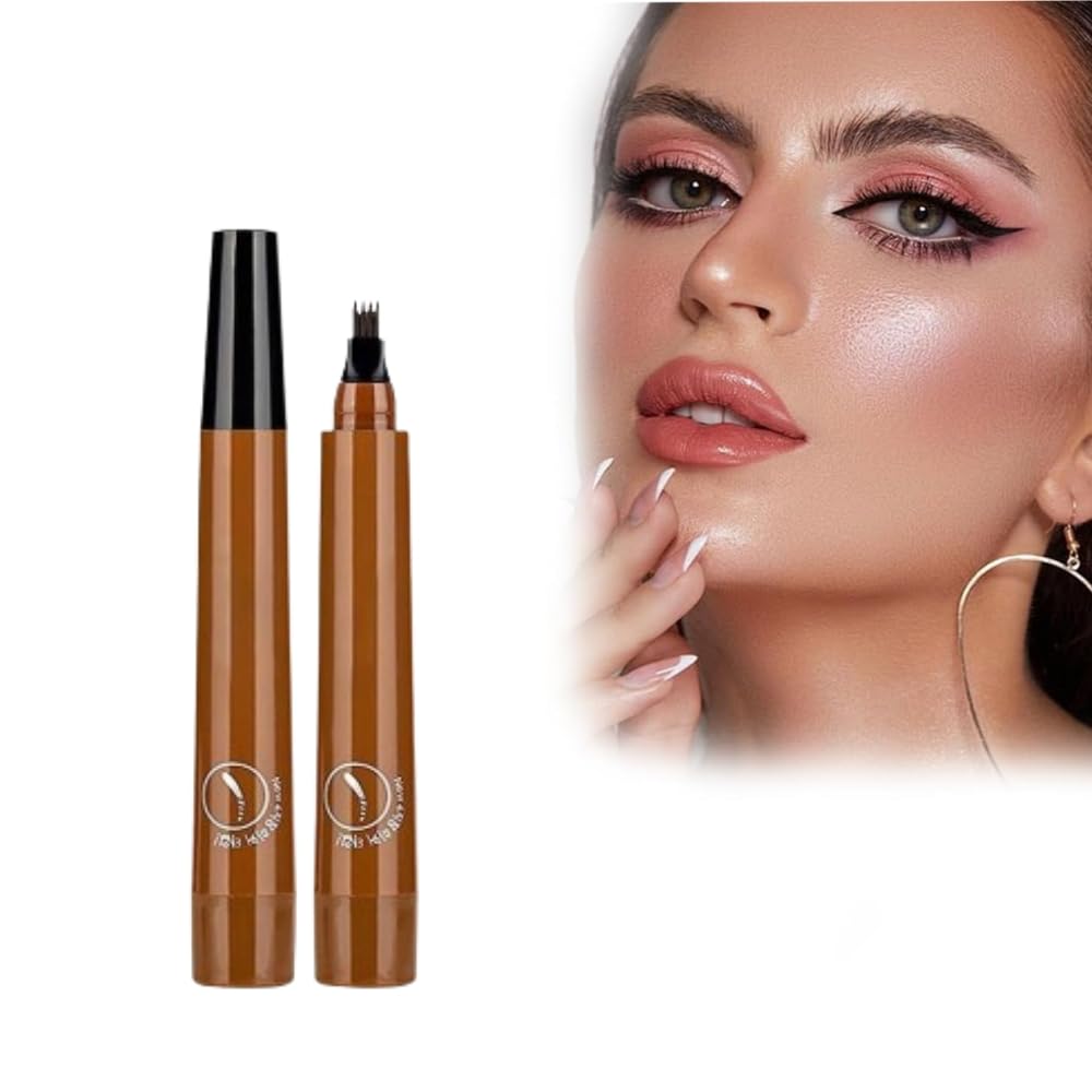 Microblading Eyebrow Pencil, 2024 NEW Magic Eyebrow Tattoo Pencil 4 Fork Tip, Create Natural Hair-Like Brows, Waterproof Brow Pencil with Micro-Fork Tip (Light Brown B)
