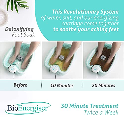 BioEnergizer Foot Spa Pro | Foot Bath Basin Machine for Cramped Muscles, Aching Feet, Stimulates Blood Flow, & Hydrates Skin | Comes w/Sea Salt & 30 Basin Liners (Foot Spa Pro)