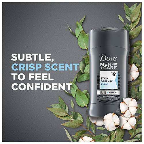 Dove Men+Care Stain Defense Antiperspirant Deodorant With anti-stain, anti-mark protection Clean Antiperspirant for men with 48-hour sweat and odor protection 2.7 oz