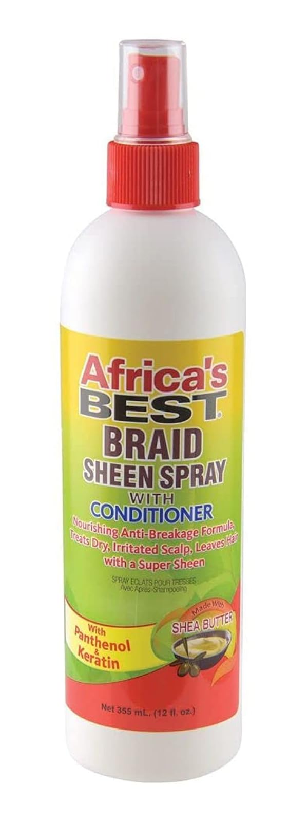 Africa'S Best Braid Sheen Spray With Conditioner, 12 Ounce, Green, 1-102-12-1243-01