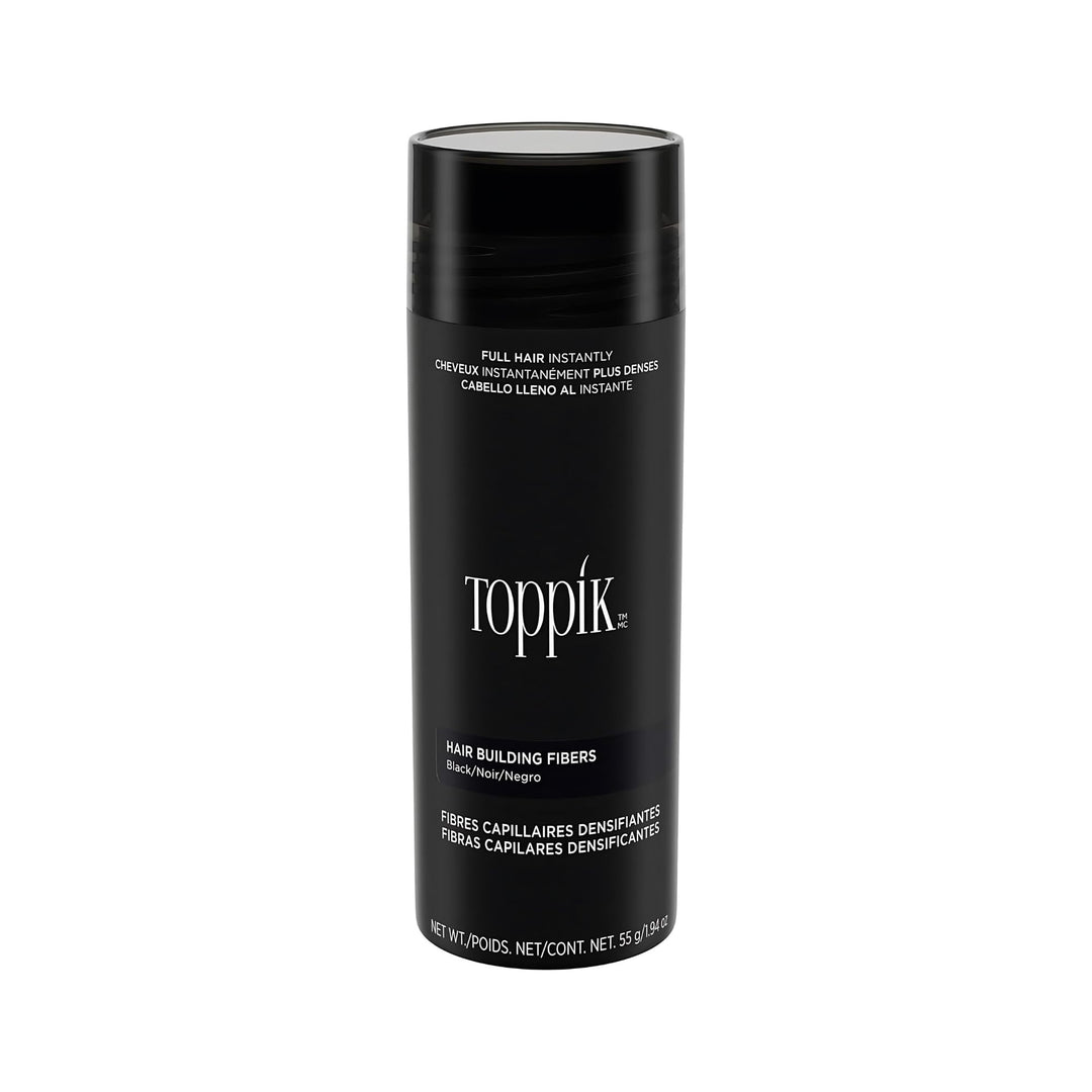 Toppik Hair Building Fibers, Black, 55g | Fill In Fine or Thinning Hair | Instantly Thicker, Fuller Looking Hair | 9 Shades for Men & Women.