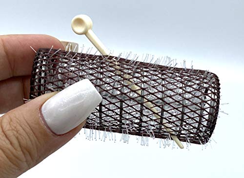 8 pc Vintage Style Hair Rollers XLarge BRUSH ROLLERS & 8 PINS (8 XL Rollers)