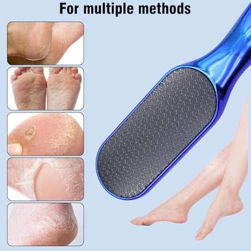 2 Pcs Veinsgrain Foot File, Nano Glass Foot File Hard Skin Remover with Non-Slip Ergonomic Handle, Professional Foot Care Tools for Smooth Feet(Gold+Blue)