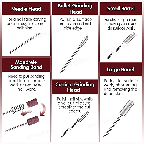 Electric Nail Drills Machine e File Dremel buffers Sanding Bands Bits for Acrylic Nails Gel Polish Glazing Art Set Polisher Grinder Filer Manicure Pedicure Kit máquina uñas acrilicas Pink