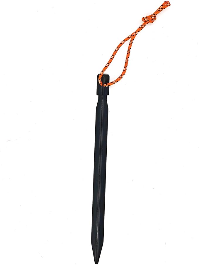 15Pack Tent Stakes, 7075 Aluminum Tent Stakes Heavy Duty, Metal Stakes with Pull Rope, Lightweight Tent Pegs for Backpacking, Durable Camping Tent Accessories, Black