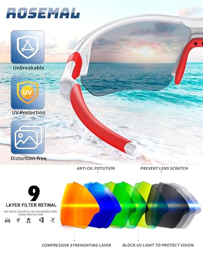 Polarized Sports Sunglasses for Men Women Youth Baseball Running Fishing Tennis Golf Cycling Driving Motor TAC UV400 TR90