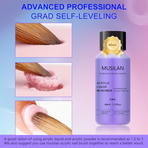 Monomer Acrylic Nail Liquid 5PCS 40ml/1.3fl.oz,Professional Acrylic Liquid Monomer for Acrylic Nails Powder Nails Extension for Nail Art Manicure DIY,Non-Yellowing Monomer-acrylic nail liquid
