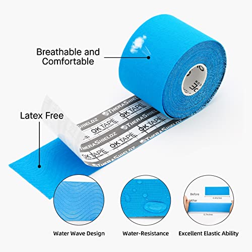 OK TAPE Basic Original Cotton Kinesiology Tape (2 Pack), Elastic Water Resistant Therapeutic Athletic Tape, Latex Free, Pain Relief, Injury Recovery, Uncut K Tape 2in×16.4ft - Beige