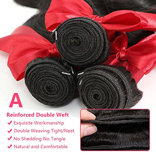 10A Brazilian Body Wave Bundles 20 22 24 Inch Human Hair Bundles 100% Unprocessed Virgin Hair Body Wave 3 Weave Bundles Deals Human Hair 1B Natural Black