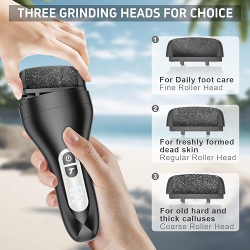 Electric Callus Remover for Feet,Rechargeable Electronic Foot File Pedicure Tools,Professional Waterproof Foot Scrubber File,Portable Pedi Feet Care for Cracked Heels &Dead Skin with LCD Display